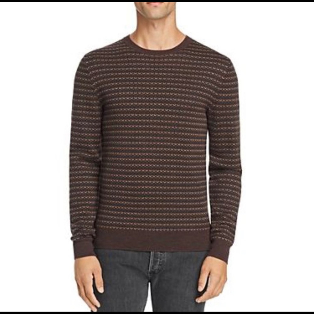 A.P.C. Merino Wool Dito Scallop - Pattern Pullover Sweater in Indigo Red Large